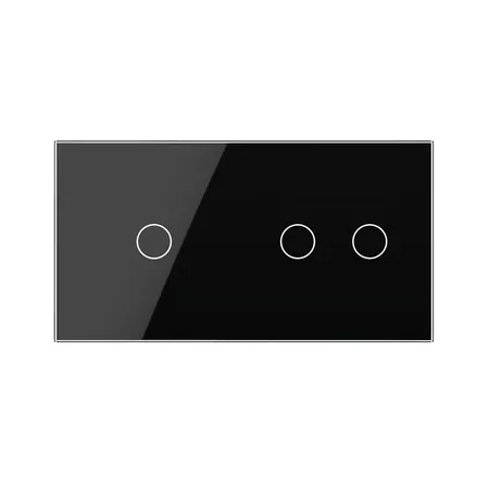 Рамка для сенсорных выключателей двойная, 3 клавиши (1-2) чёрная
