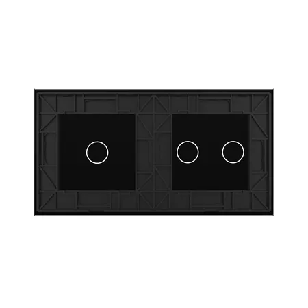 Рамка для сенсорных выключателей двойная, 3 клавиши (1-2) чёрная